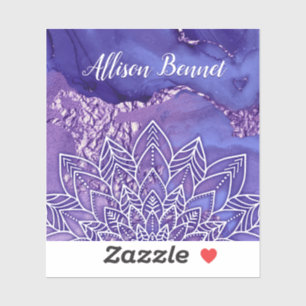 Personalized Purple White Watercolor Mandala Sticker