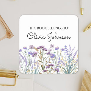 Personalized Purple Wildflower Floral Bookplate