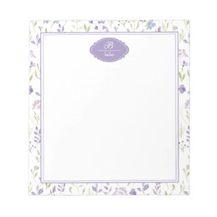Personalized Purple Wildflower Floral Notepad