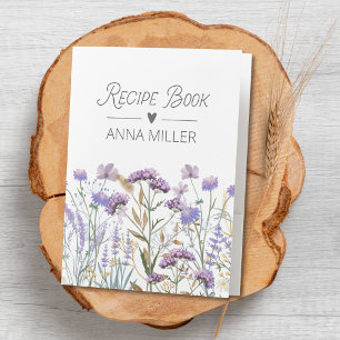 Personalized Purple Wildflower Floral Recipe Book Pocket Folder