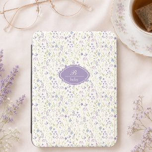Personalized Purple Wildflower Monogram Kindle Cover