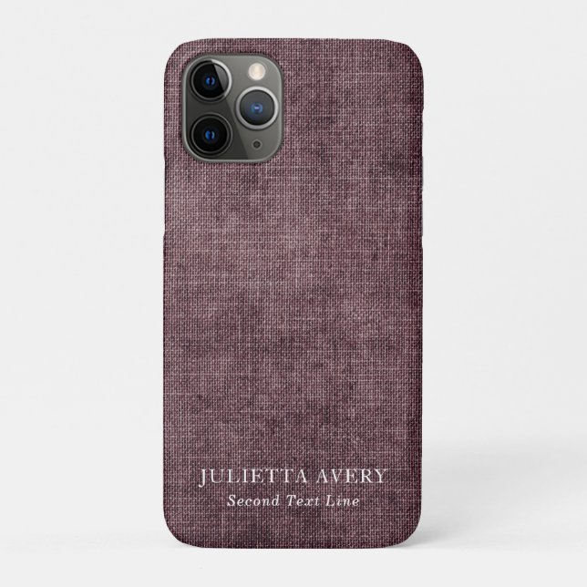Personalized Purple Wine Rustic Linen Texture Case-Mate iPhone Case (Back)