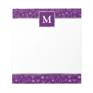 Personalized Purple with Silver Accents Christmas Notepad