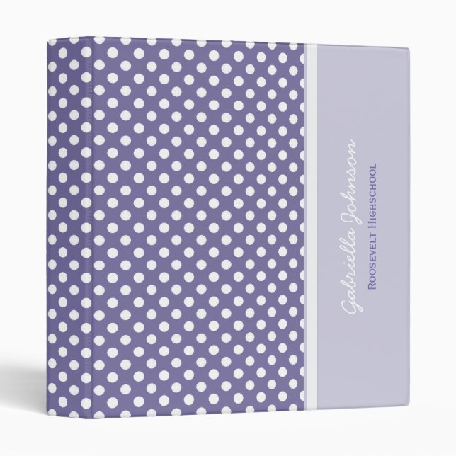 Personalized:Purple With White Polka Dot Binder (Front/Spine)
