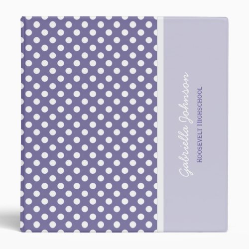 PersonalizedPurple With White Polka Dot Binder