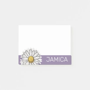 Personalized Purple & Yellow Daisy Post-it Notes