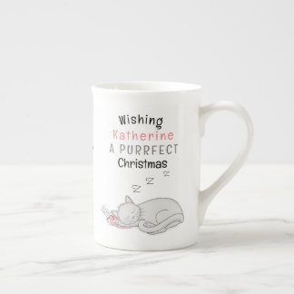 Personalized Purrfect Christmas Cat Bone China Mug