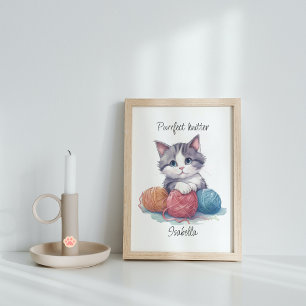 Personalized Purrfect Knitter Cat for Yarn Lovers Poster