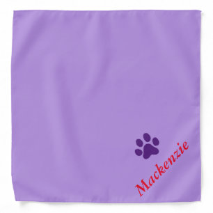 Personalized Purring Purple Paw Print Bandana