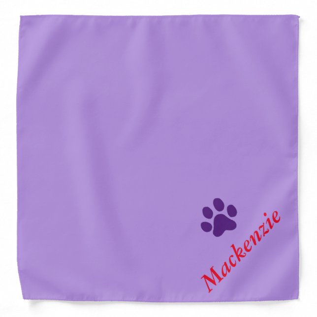 Personalized Purring Purple Paw Print Bandana (Front)