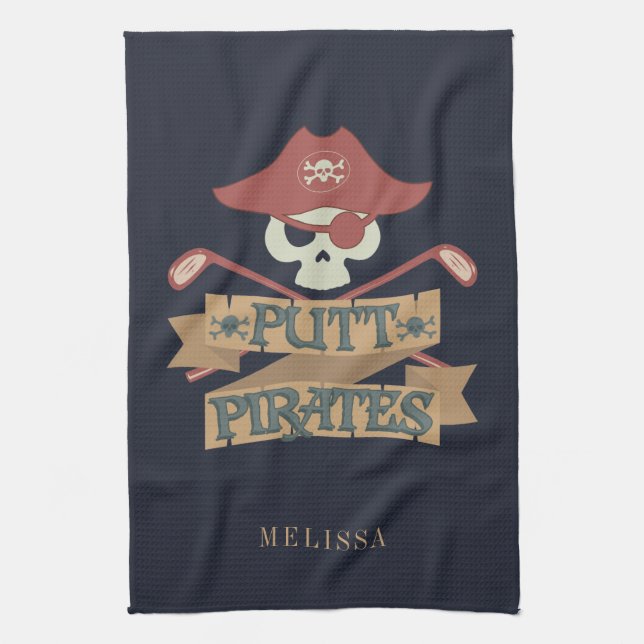 Personalized Putt Pirates Golfing Hobby Kitchen To Kitchen Towel (Vertical)