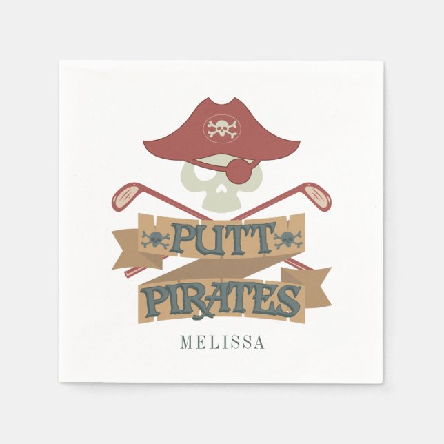 Personalized Putt Pirates Golfing Hobby Paper Napk Napkins (Front)