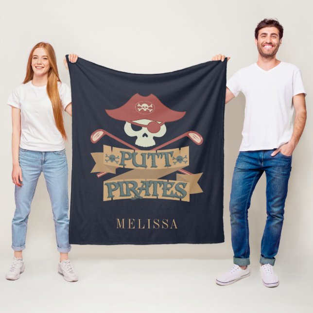 Personalized Putt Pirates Golfing Hobby Sports Fle Fleece Blanket (In Situ)