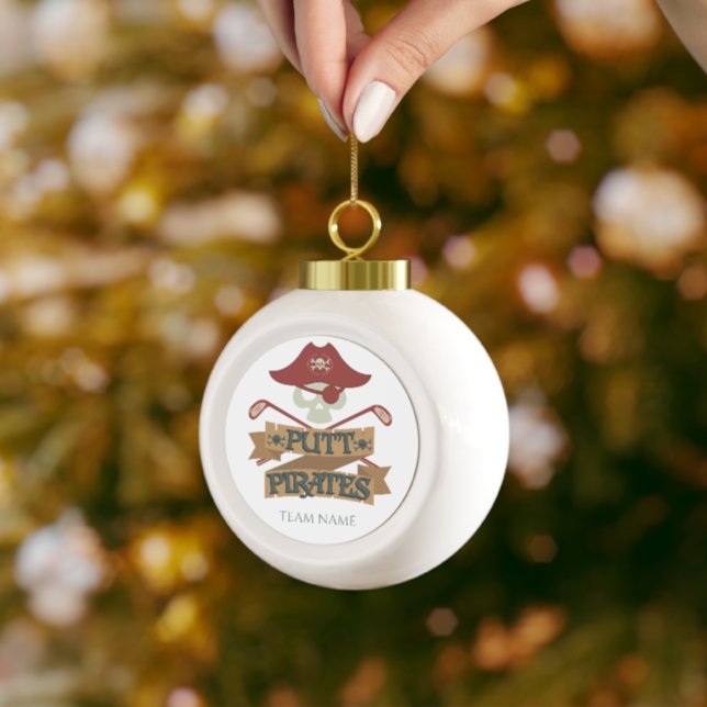 Personalized Putt Pirates Golfing Outdoor Sports Ceramic Ball Christmas Ornament (Creator Uploaded)