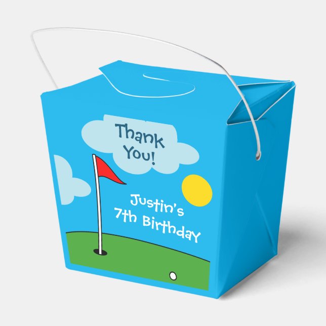 Personalized putt putt mini golf Birthday party Favor Boxes (Back Side)