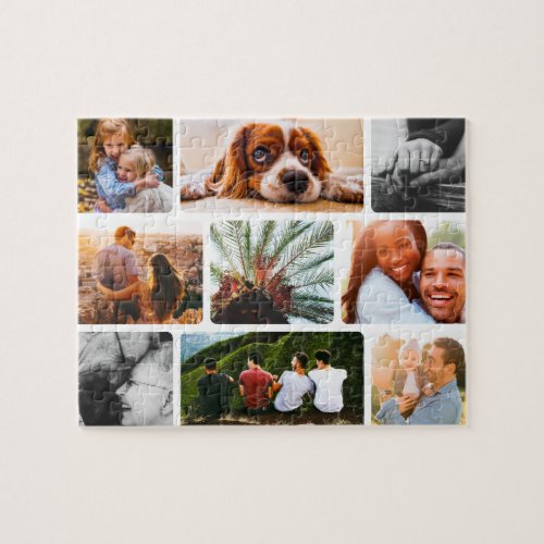 Personalized Puzzle 9 Photo Collage in White Frame