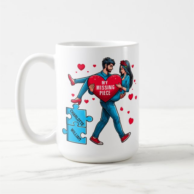 Personalized Puzzle of Love - My Missing Piece Coffee Mug (Left)