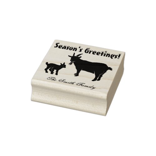 Personalized Pygmy Goat with Kid Farm Christmas Rubber Stamp