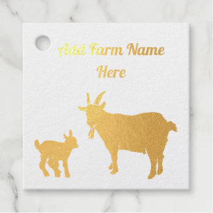 Personalized Pygmy Goat with Kid Farm Foil Favor Tags