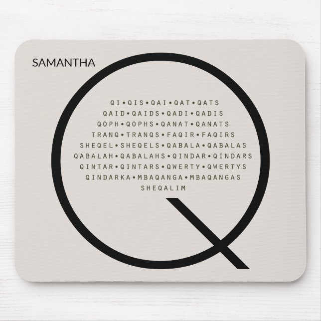Personalized Q Words With No U American English Mouse Pad (Front)