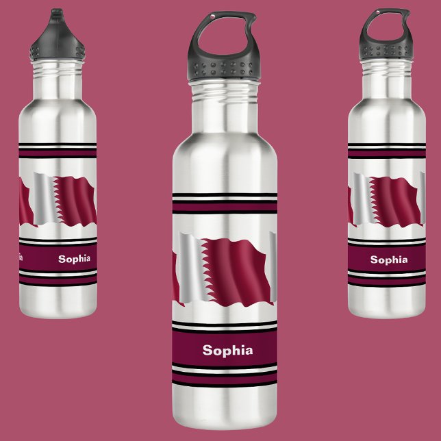 Personalized Qatar Flag Back To School   Stainless Steel Water Bottle (Creator Uploaded)