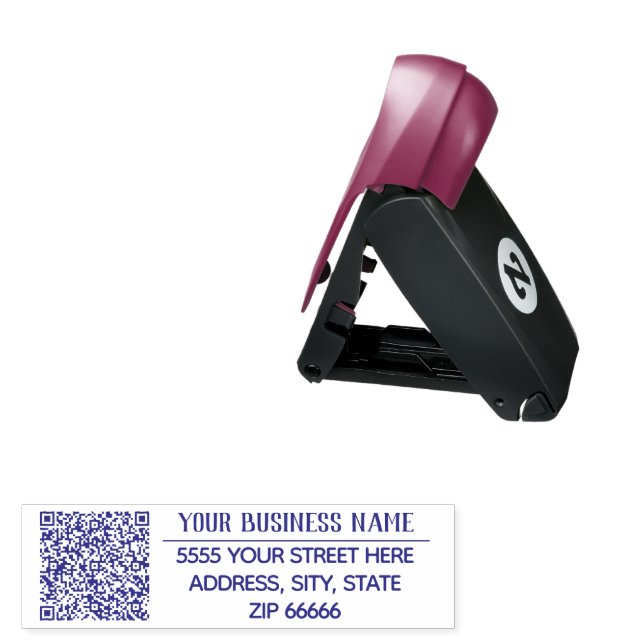 Personalized QR Code Address Pocket Stamp Example (Open with Design)