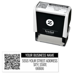 Personalized QR Code and Address Self-inking Stamp