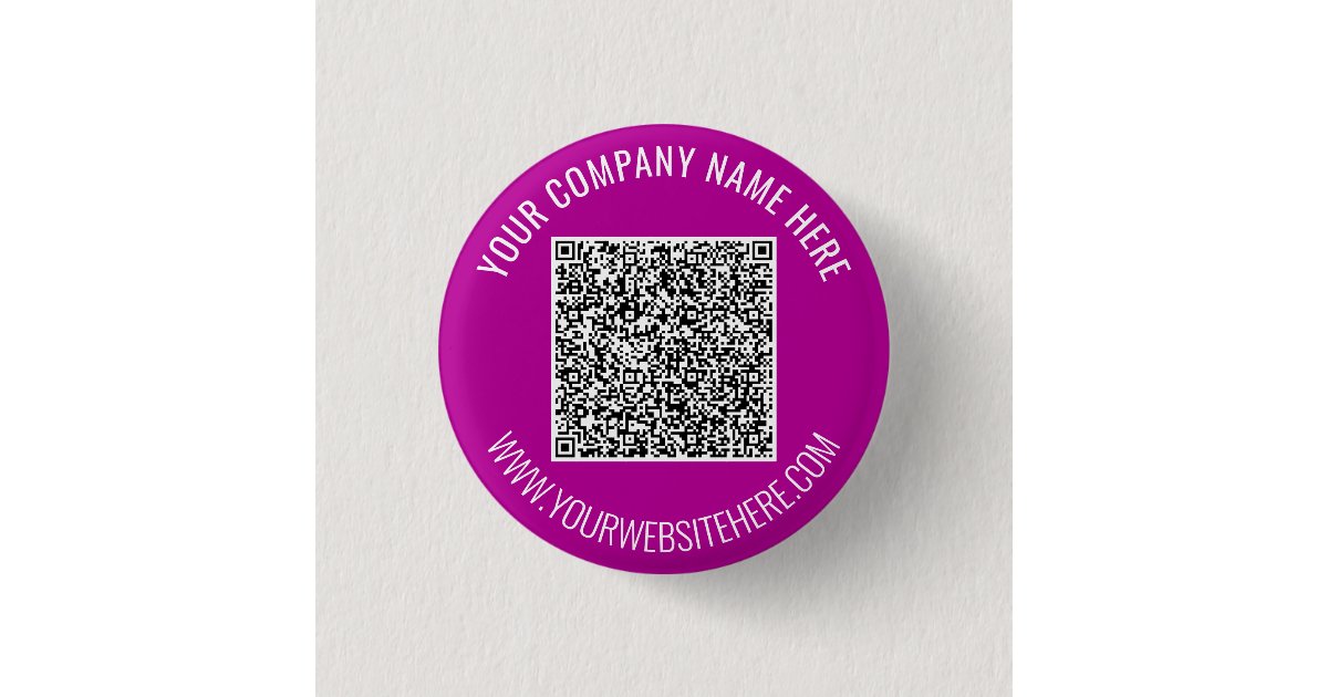 Personalized QR Code and Custom Text Button | Zazzle