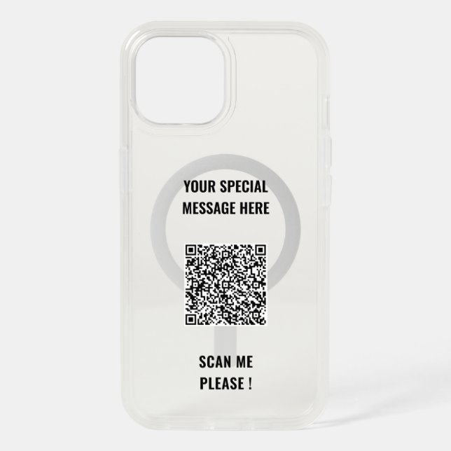 Personalized QR Code and Custom Text iPhone Case (Back)