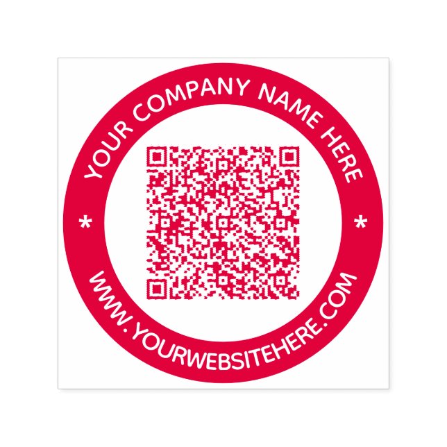 Personalized QR Code and Custom Text Round Stamp (Design)