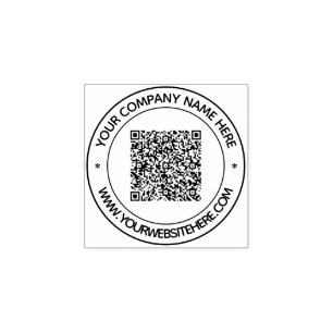 Personalized QR Code and Custom Text Rubber Stamp