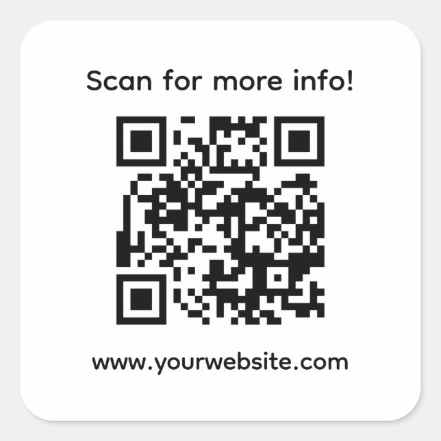 Personalized QR code and custom text Square Sticker (Front)