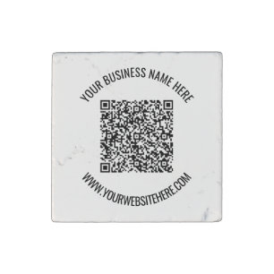 Personalized QR Code and Custom Text Stone Magnet