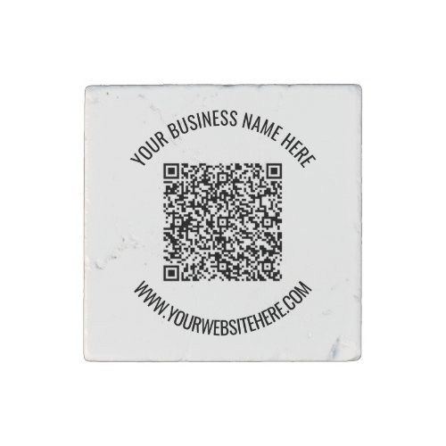 Personalized QR Code and Custom Text Stone Magnet