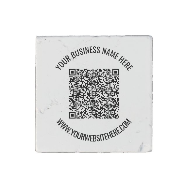 Personalized QR Code and Custom Text Stone Magnet (Front)