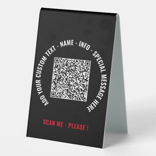 Personalized QR Code and Custom Text Table Sign