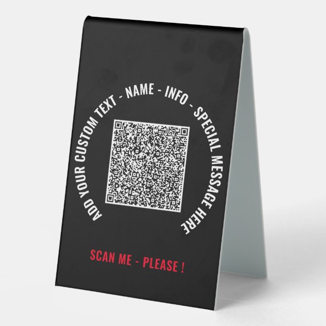 Personalized QR Code and Custom Text Table Sign (Back)