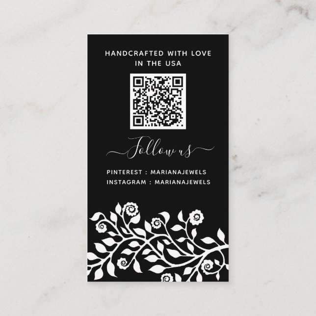  Personalized QR Code Black Earrings Display Cards (Back)