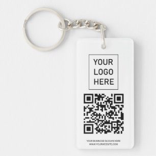 Personalized QR Code Business Card Your Logo white Keychain