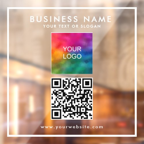 Personalized QR Code Business Logo Text Modern Window Cling