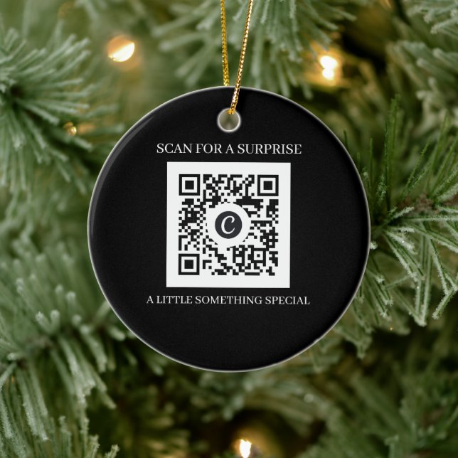 Personalized QR Code Christmas Ceramic Ornament (Tree)