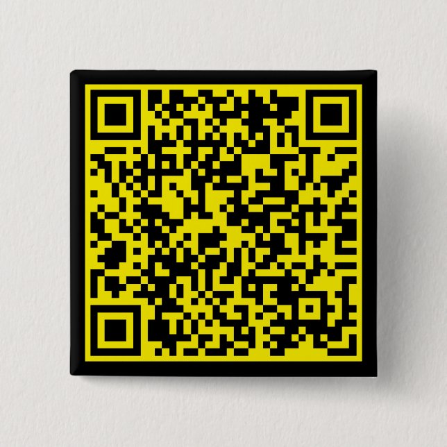 Personalized QR Code Custom URL YellowBlack Square Button (Front)