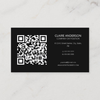 Personalized QR Code Modern Black Custom Logo Business Card