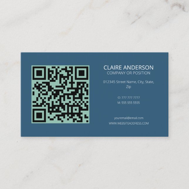 Personalized QR Code Modern Blue Custom Logo Business Card (Front)