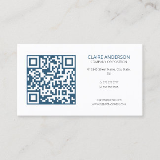 Personalized QR Code Modern Blue Custom Logo Business Card