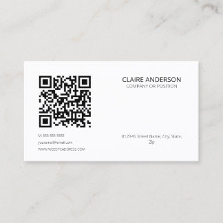 Personalized QR Code Modern White Custom Logo  Business Card