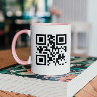 Personalized QR Code Mug with Pink Handle