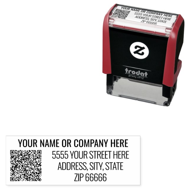 Personalized QR Code Name Address Modern Stamp (In Situ)