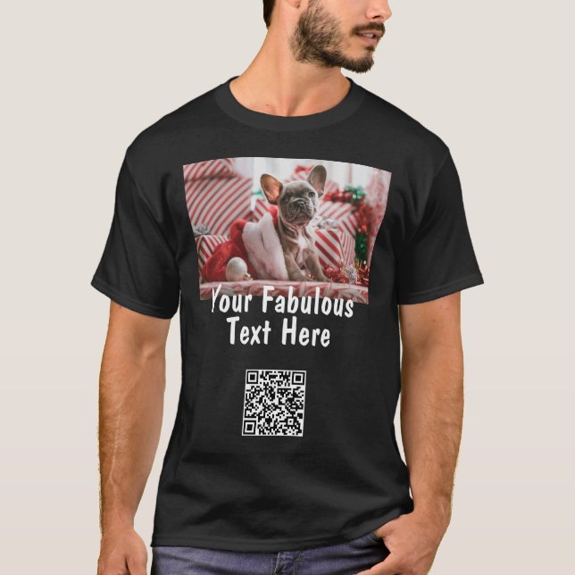 Personalized Qr Code, Photo and Text T-Shirt (Front)