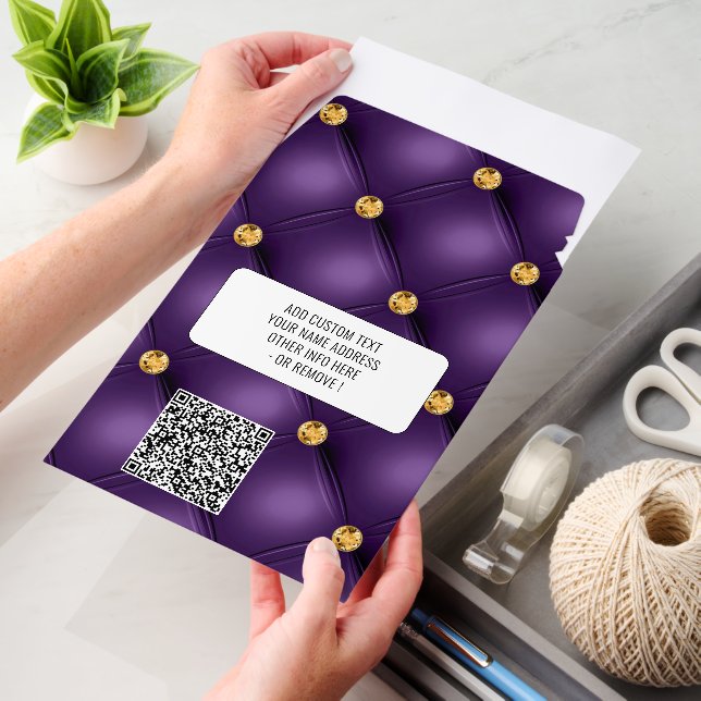 Personalized QR Code Purple Gold Envelope Mailers (Desk)